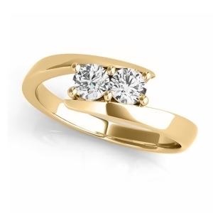 Diamond Solitaire Tension Two Stone Ring 14k Yellow Gold 0.12ct - All