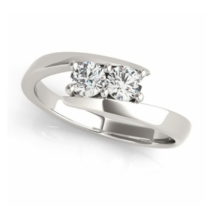 Diamond Solitaire Tension Two Stone Ring 14k White Gold 0.12ct - All
