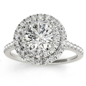 Diamond Double Halo Engagement Ring Setting Platinum 0.33ct - All