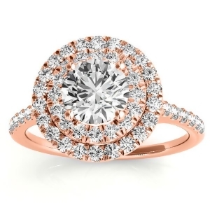 Diamond Double Halo Engagement Ring Setting 14k Rose Gold 0.33ct - All