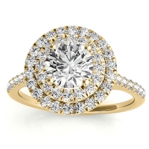 Diamond Double Halo Engagement Ring Setting 14k Yellow Gold 0.33ct - All