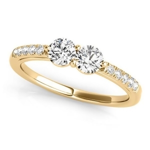 Diamond Accented Cathedral Two Stone Ring 14k Yellow Gold 0.38ct - All