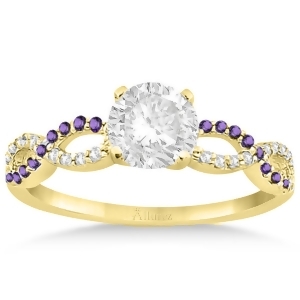Infinity Diamond and Amethyst Engagement Ring in 18k Yellow Gold 0.21ct - All