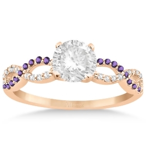 Infinity Diamond and Amethyst Engagement Ring in 18k Rose Gold 0.21ct - All