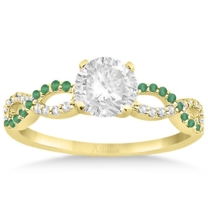 Infinity Diamond and Emerald Engagement Ring in 18k Yellow Gold 0.21ct - All