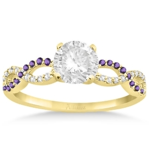 Infinity Diamond and Amethyst Engagement Ring in 14k Yellow Gold 0.21ct - All