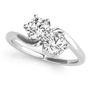 Diamond Solitaire Two Stone Ring 14k White Gold 1.00ct - All
