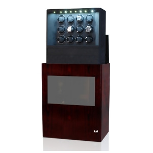 High Gloss Rosewood Twelve Watch Winder w/ Glass Window and Suede Interior - All