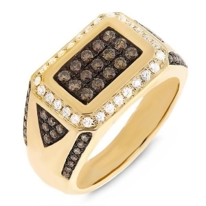 1.02Ct 14k Yellow Gold White and Champagne Diamond Men's Ring - All