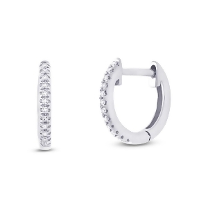 0.07Ct 14k White Gold Diamond Huggie Earrings - All