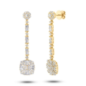 3.23Ct 18k Yellow Gold Diamond Earrings - All