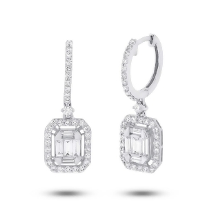 1.28Ct 18k White Gold Diamond Baguette Earrings - All