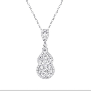 1.51Ct 18k White Gold Diamond Pendant Necklace - All