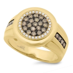 0.76Ct 14k Yellow Gold White and Champagne Diamond Men's Ring - All