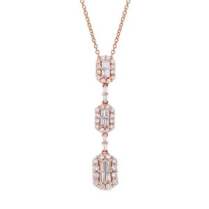 1.23Ct 18k Rose Gold Diamond Pendant Necklace - All