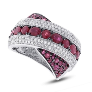 0.57Ct Diamond and 2.36ct Ruby 14k White Gold Ring - All