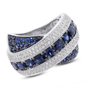 0.57Ct Diamond and 2.25ct Blue Sapphire 14k White Gold Ring - All