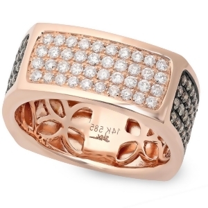 1.78Ct 14k Rose Gold White and Champagne Diamond Men's Ring Size 9 - All