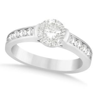 Channel Set Diamond Accented Engagement Ring 14k White Gold 1.40ct - All