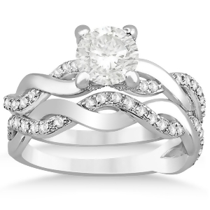Diamond Twisted Infinity Bridal Set Setting 14k White Gold 0.58ct - All
