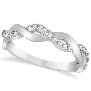 Diamond Twisted Infinity Wedding Ring Band 14k White Gold 0.26ct - All