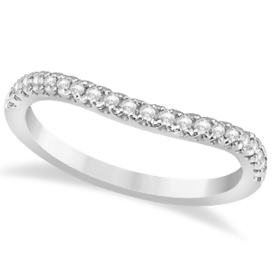 Diamond Accented Contoured Wedding Band 14k White Gold 0.21ct - All