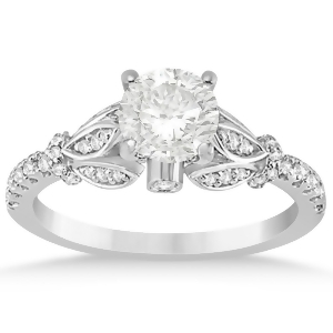Diamond Floral Engagement Ring Setting 14k White Gold 0.28ct - All