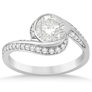Diamond Accented Swirl Engagement Ring Setting 14k White Gold 0.30ct - All