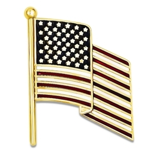 Enameled United States American Flag Pin Charm 14k Yellow Gold - All