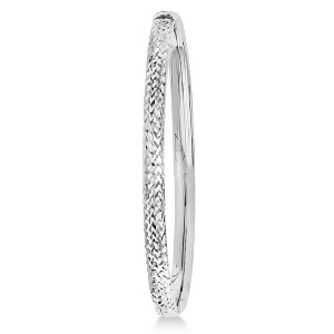 Diamond-cut Hinged Stackable Bangle Bracelet 14k White Gold - All