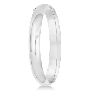 High Polished Hinged Stackable Wide Bangle Bracelet 14k White Gold - All