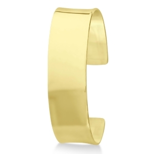 High Polish Cuff Bangle Bracelet 14k Yellow Gold 19mm - All
