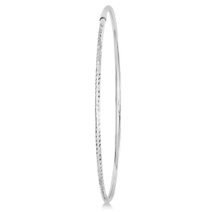 Diamond-cut Slip On Stackable Bangle Bracelet 14k White Gold - All