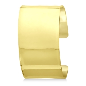 High Polish Wide Cuff Bangle Bracelet 14k Yellow Gold 37mm - All