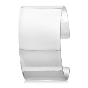 High Polish Wide Cuff Bangle Bracelet 14k White Gold 37mm - All