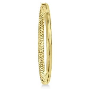 Diamond-cut Hinged Stackable Bangle Bracelet 14k Yellow Gold - All