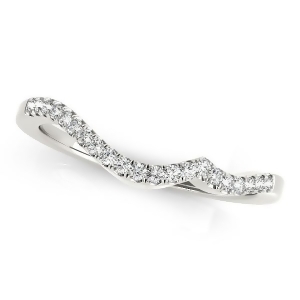 Semi Eternity Contoured Diamond Wedding Ring 18k White Gold 0.16ct - All