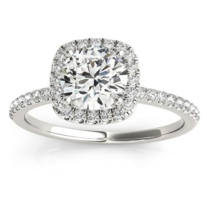 Square Halo Diamond Engagement Ring Setting Platinum 0.20ct - All
