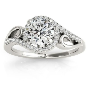 Swirl Shank Bypass Halo Diamond Engagement Ring Platinum 0.20ct - All