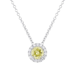 1.26Ct Round Brilliant Center And 0.23ct Side 14k White Gold Diamond Pendant Necklace - All