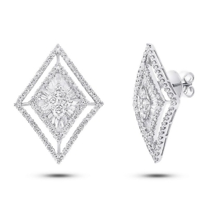 3.20Ct 18k White Gold Diamond Earrings - All