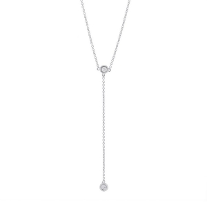 0.07Ct 14k White Gold Diamond Lariat Necklace - All