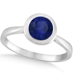 Floating Bezel Set Solitaire Blue Sapphire Engagement Ring 14k White Gold 1.00ct - All