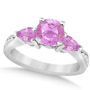 Diamond and Pear Pink Sapphire Engagement Ring 14k White Gold 1.79ct - All