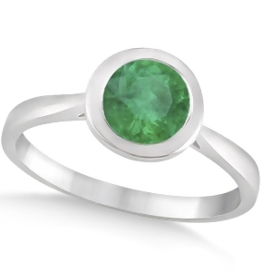 Floating Bezel Set Solitaire Emerald Engagement Ring 14k White Gold 1.00ct - All