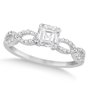 Infinity Asscher-cut Diamond Engagement Ring 14k White Gold 0.50ct - All