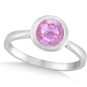 Floating Bezel Set Solitaire Pink Sapphire Engagement Ring 14k White Gold 1.00ct - All