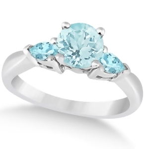 Pear Cut Three Stone Aquamarine Engagement Ring 14k White Gold 1.50ct - All