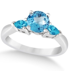 Pear Cut Three Stone Blue Topaz Engagement Ring 14k White Gold 1.50ct - All