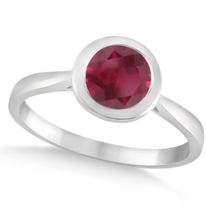 Floating Bezel Set Solitaire Ruby Engagement Ring 14k White Gold 1.00ct - All